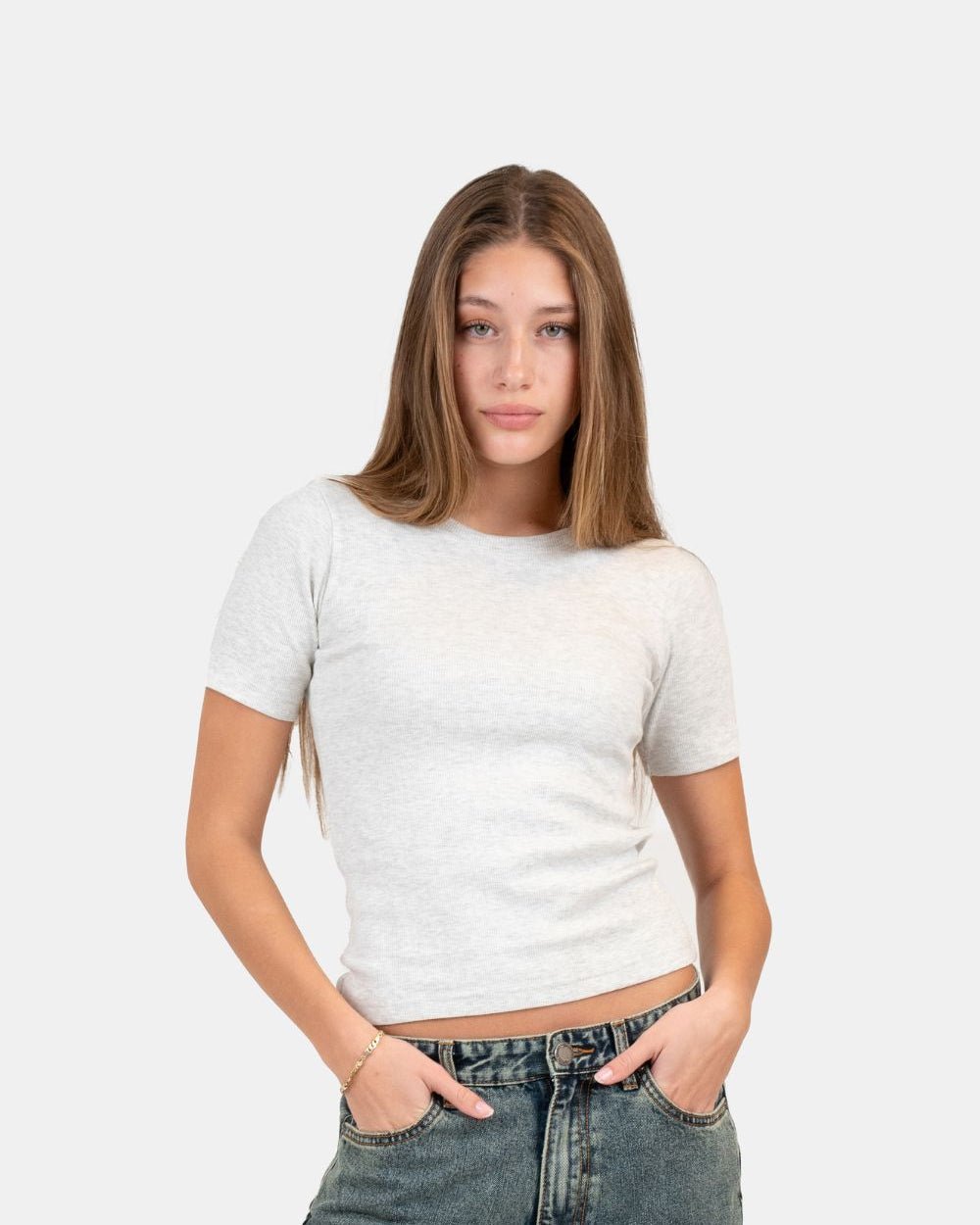 T-shirt With Fitted Sleeves Grey | Skagen - clothing.dk